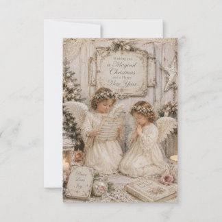 carte de vœux vintage anges de noël 