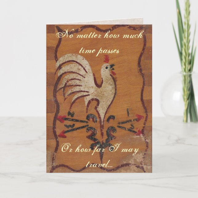 Carte de voeux vintage au poulet (Devant)