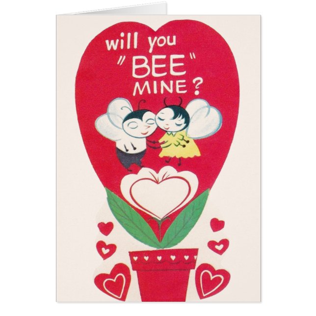Carte de voeux vintage Bee Valentine's Day (Devant)