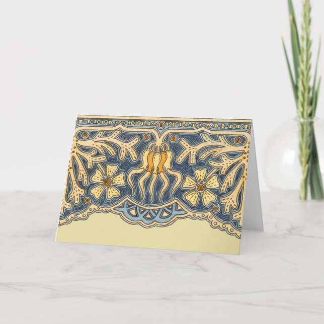 Carte de voeux vintage bleue pliée (Devant)