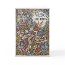 Carte de vœux vintage boisées pour les fêtes