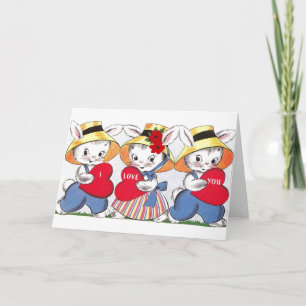 Carte de voeux vintage Bunny Valentine's Day