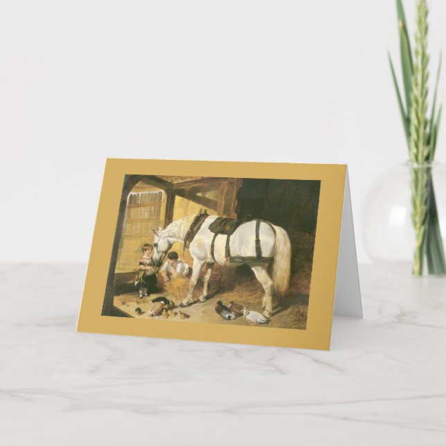 Carte de voeux Vintage Cheval (Devant)