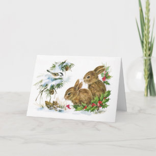 Carte de voeux Vintage Christmas Bunnies