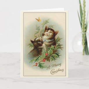 Carte de voeux Vintage Christmas Cats