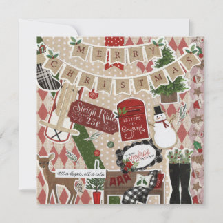 Carte de voeux Vintage Christmas Flat