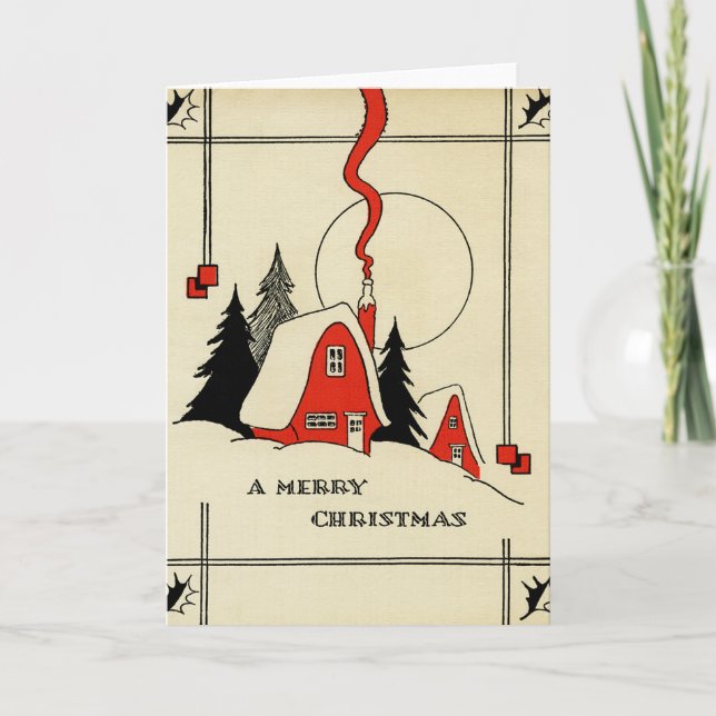Carte de voeux Vintage Christmas Mountain House (Devant)