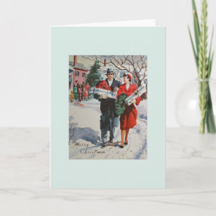 Carte de voeux Vintage Christmas Shoppers