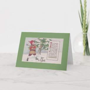 Carte de voeux Vintage Christmas Tree Cutting