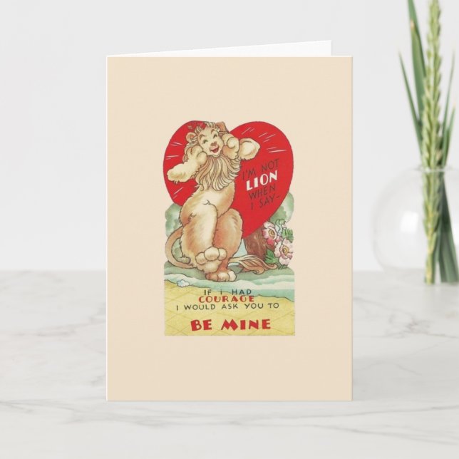 Carte de voeux vintage Cowardly Lion Valentine (Devant)
