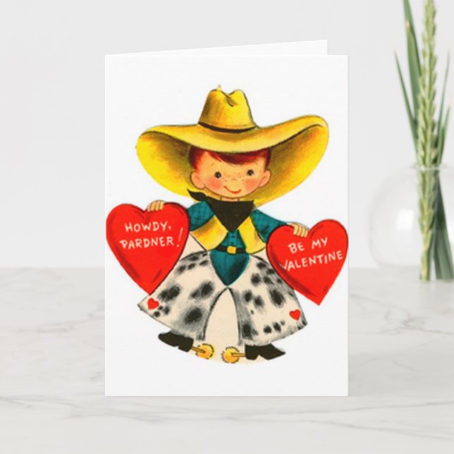 Carte de voeux vintage Cowboy Valentine's Day (Devant)