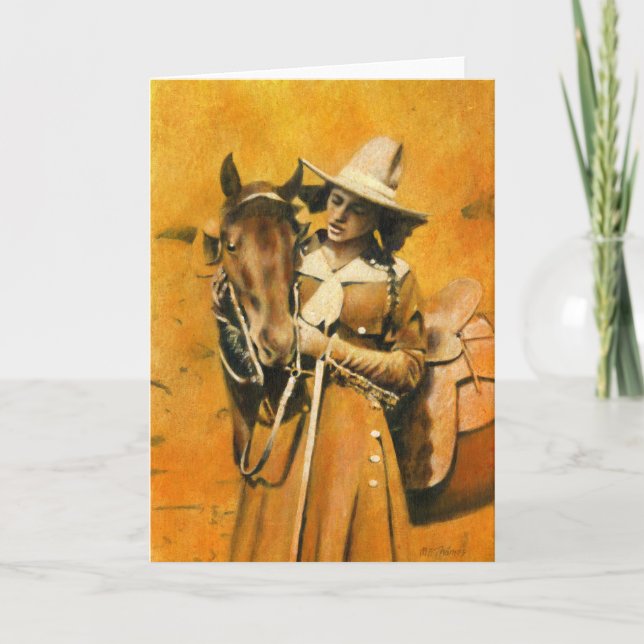 Carte de voeux vintage Cowgirl (Devant)