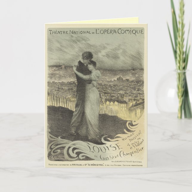 Carte de voeux vintage d'affranchissement - amants (Devant)