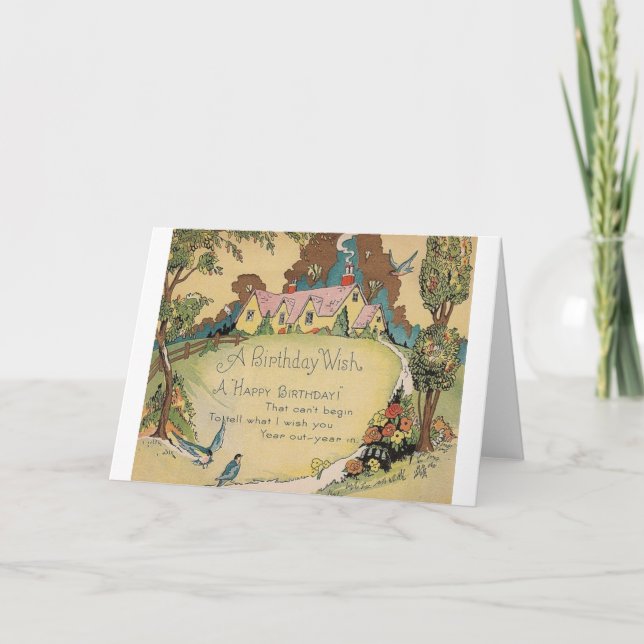 Carte de voeux vintage d'anniversaire (Devant)