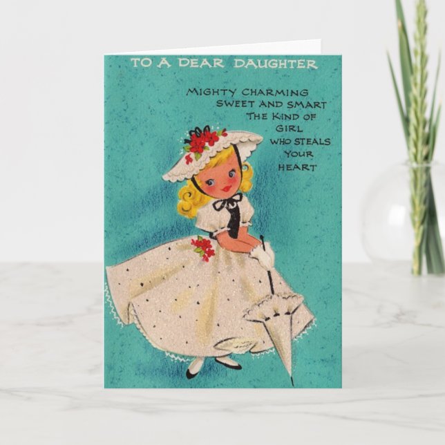 Carte de voeux vintage d'anniversaire de fille (Devant)