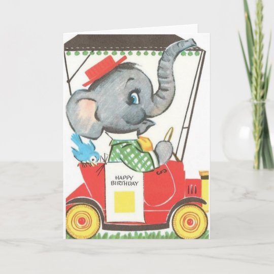 Carte De Voeux Vintage D Anniversaire D Elephant Zazzle Fr