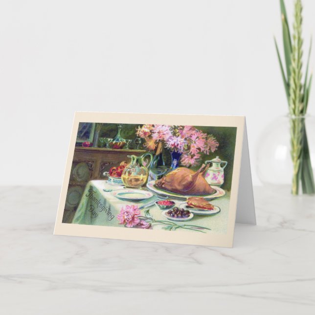 Carte de voeux vintage "de dîner de thanksgiving" (Devant)