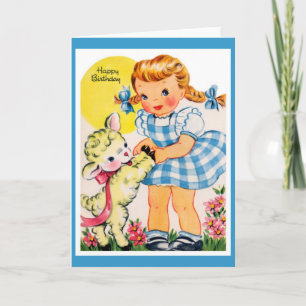 Carte de voeux vintage de fille