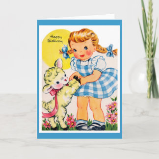 Carte de voeux vintage de fille