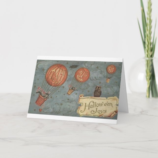 Carte de voeux vintage de Halloween de chats (Devant)