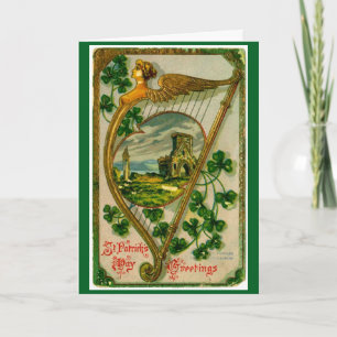 Carte de vœux vintage de la Saint-Patrick avec har