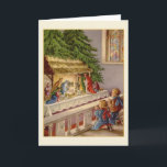 Carte de voeux vintage de nativité d'église<br><div class="desc">Rétro/vintage carte de voeux de Noël.  Deux enfants adorables se mettant à genoux et priant devant la garderie dans l'église !</div>