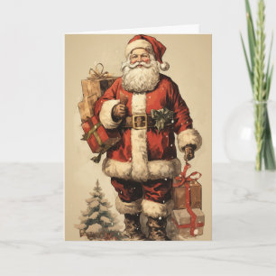 Carte de vœux vintage de Noël pour l'arrivée du Pè