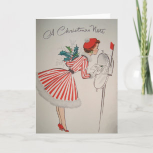 Carte de voeux vintage de note de Noël une rétro