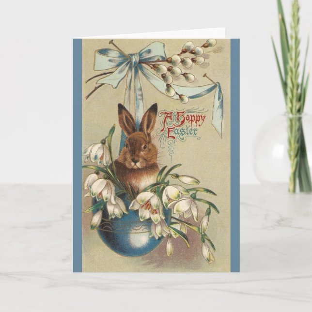 Carte de voeux vintage de Pâques de lapin (Devant)