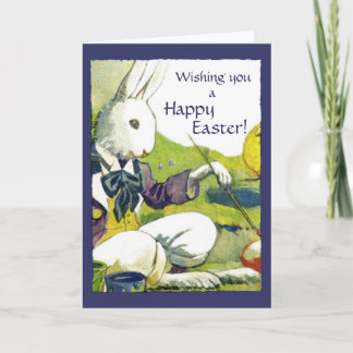 Carte de voeux vintage de Pâques - lapin préparé