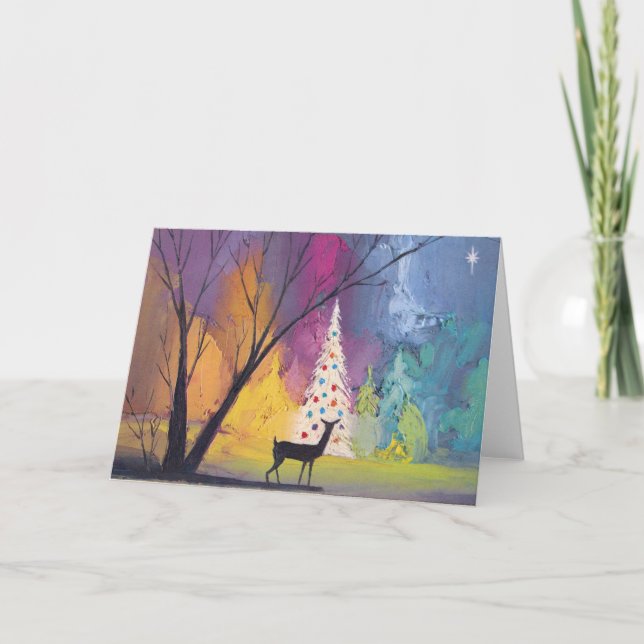 Carte de voeux vintage de peinture de Noël (Devant)