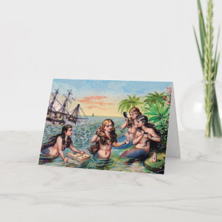 Carte de voeux vintage de Sirène