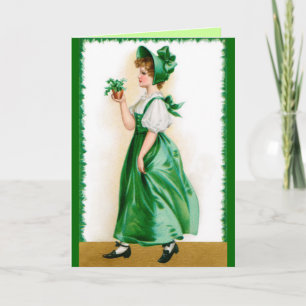 Carte de voeux vintage de St Patricks - fille