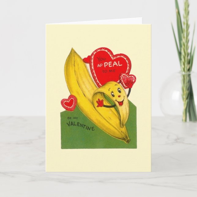 Carte de voeux vintage de Valentine de banane (Devant)