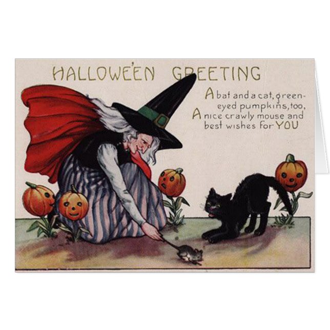 Carte de vœux vintage d'Halloween (Devant horizontal)