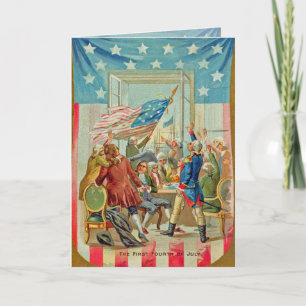 Carte De Voeux Vintage Du Premier Quart Juillet