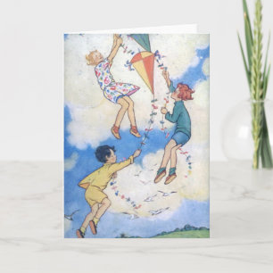 Carte de voeux Vintage Fairy Kites