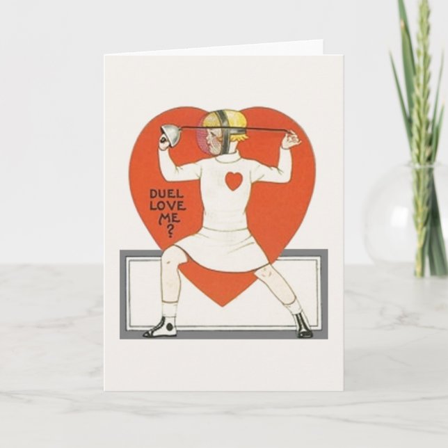 Carte de voeux vintage Femme Fencer Valentine (Devant)