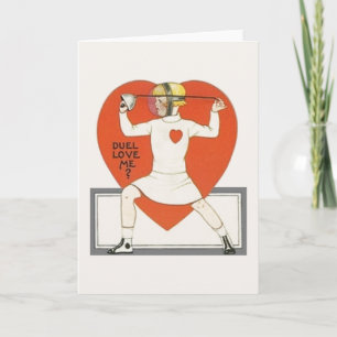 Carte de voeux vintage Femme Fencer Valentine