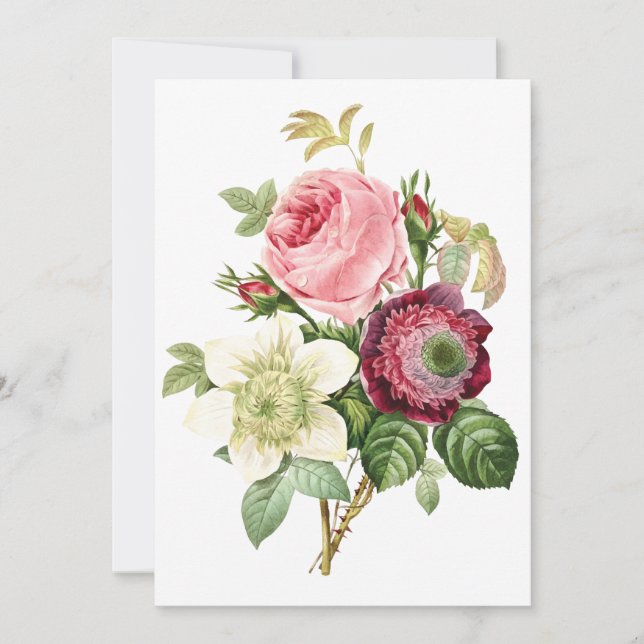 Carte de voeux vintage fleurs vierge (Devant)