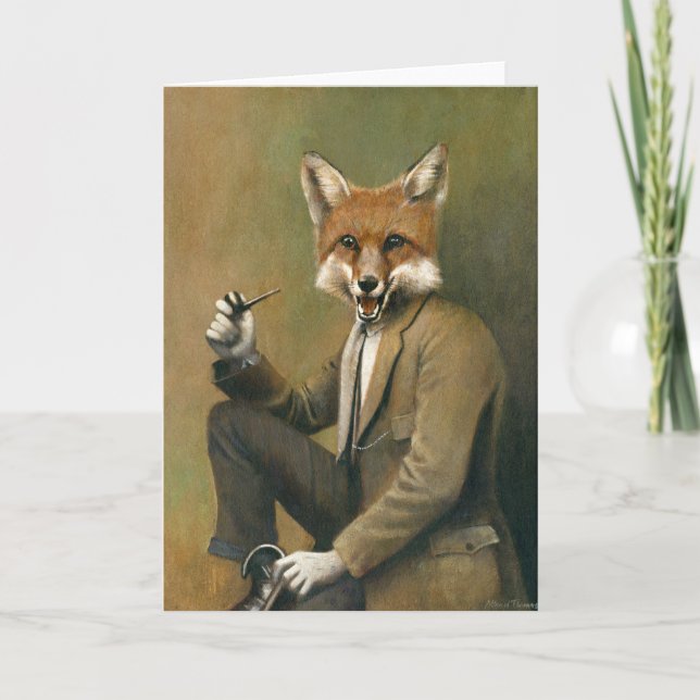 Carte de voeux vintage Fox In Suit (Devant)