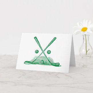 Carte de voeux vintage Golf Club & Ball Green