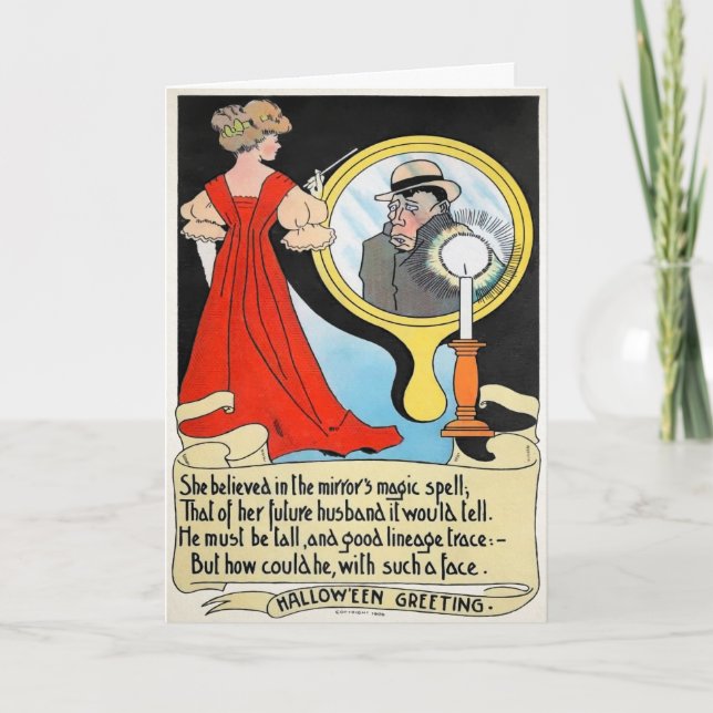 Carte de voeux vintage Halloween Love Mirror (Devant)