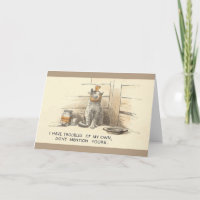 Carte de voeux vintage Humoristique Chat Malade