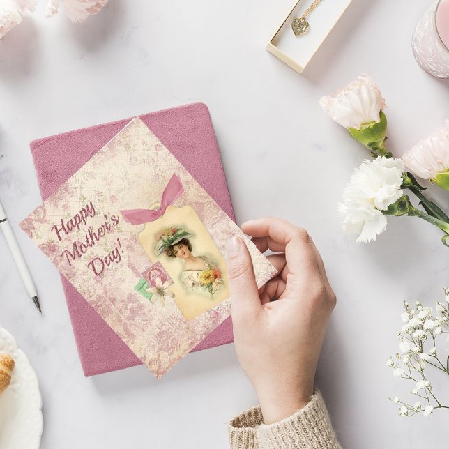 Carte de voeux vintage Joyeuse Fête des Mères (Scrapbooked Mother's Day Card)