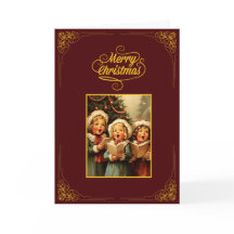 Carte de vœux vintage Joyeux Noël avec des enfants