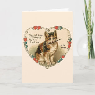 Carte de voeux vintage Kitten Valentine