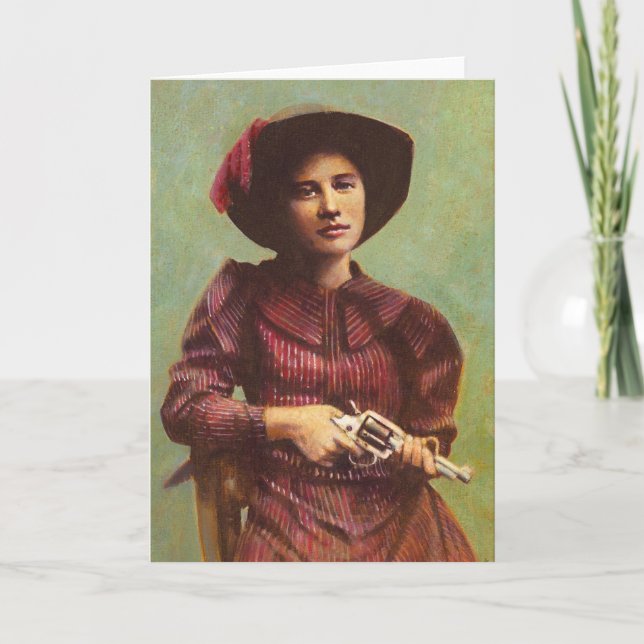 Carte de voeux vintage Lady Outlaw (Devant)