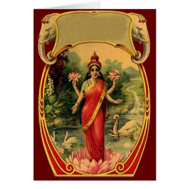 Carte de voeux vintage Lotus Flower Lakshmi (Devant)