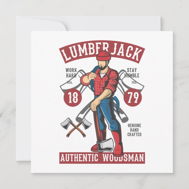 Carte de voeux vintage Lumberjack (Devant)